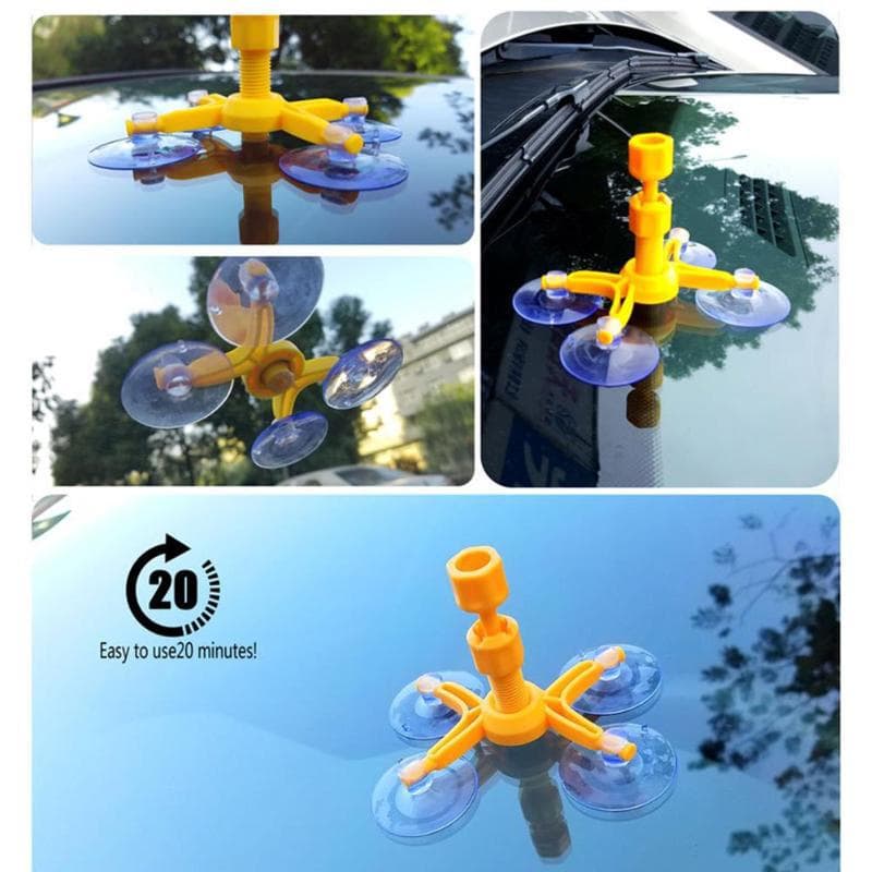 Car Glass Scratch Repair Kit Windshield Crack Repair Tool Liquid, Auto Glass Repair Kit with Vacuum Suction Cup for Car Window Chips